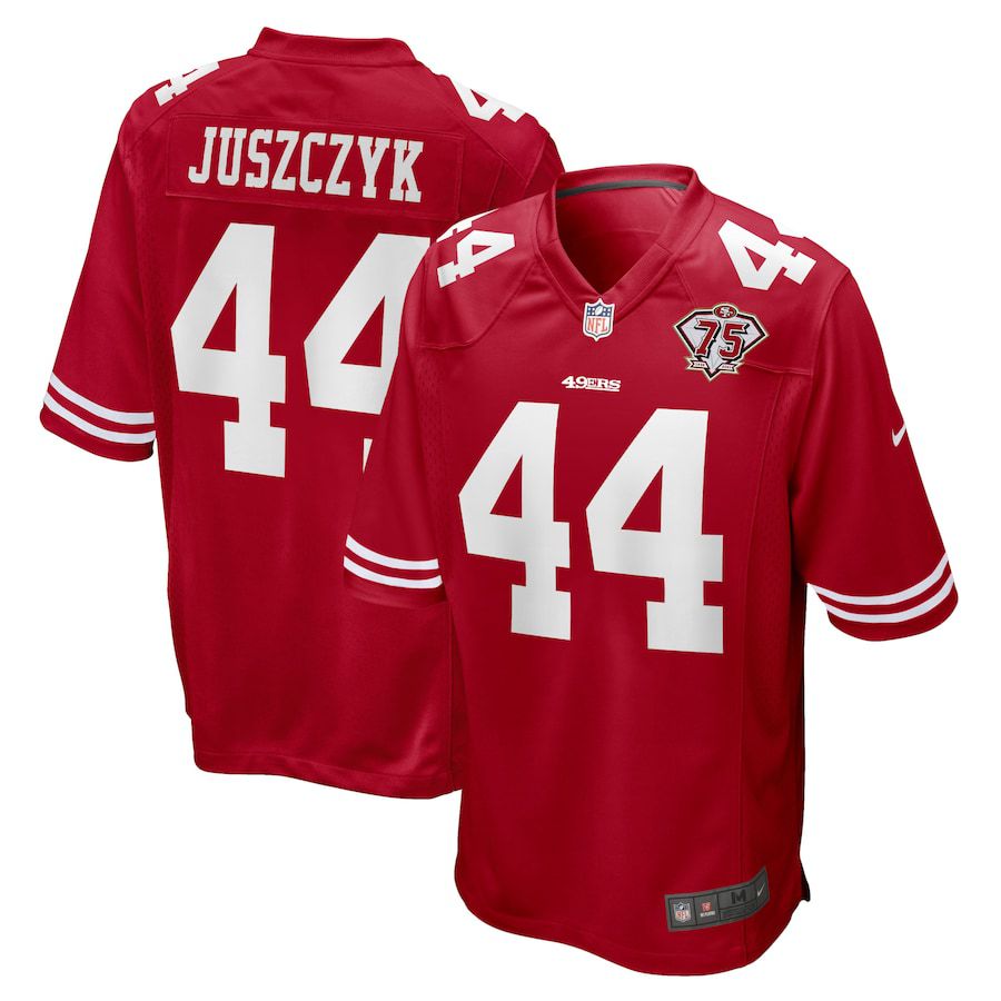 Men San Francisco 49ers 44 Kyle Juszczyk Nike Scarlet 75th Anniversary Player Game NFL Jersey